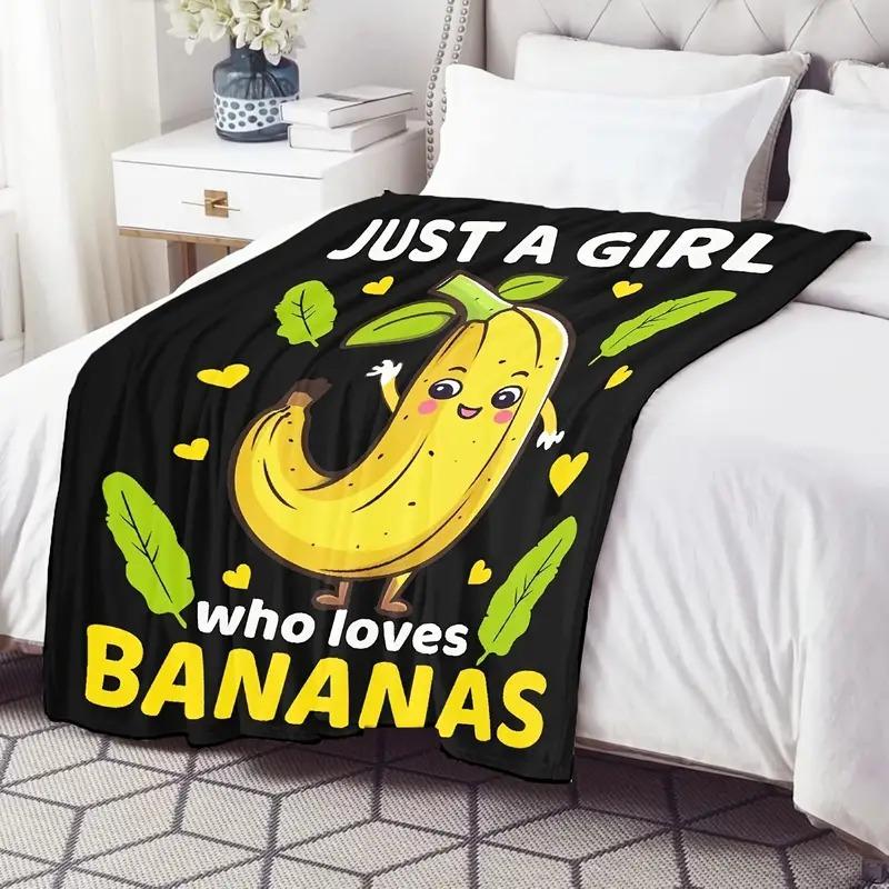 Cute banana Printed Blanket for Sofa Bed Travel Camping Living Room Office Conditioning Blanket for All Seasons Gifts