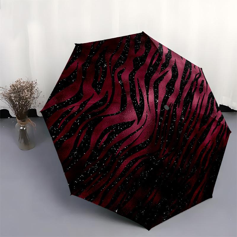 1pc Glamorous Zebra Print Sparkle Circle Umbrella with Plastic Handle,Suitable for All Seasons UmbrellaPT454