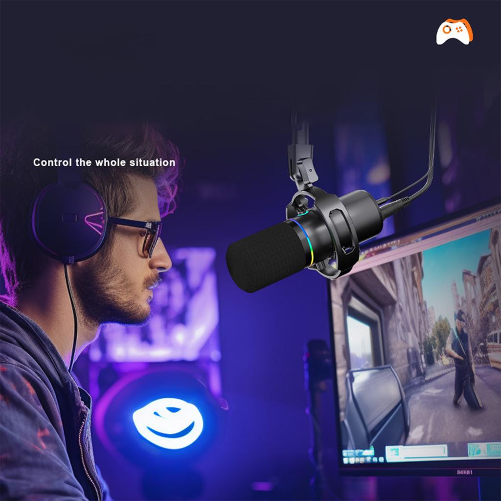 USB Dynamic Microphone Suitable for XLR Connection Sound Card Computer Live Singing Game Dubbing Recording Stand Microphone