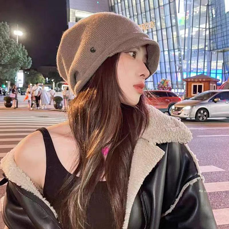 Wool Hat Breathable Autumn And Winter Couple Men Women Lazy Knitted Pile Hat