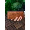 Unisex Leather Portfolio Card Holder Long Wallet With Phone Compartment Crazy Brown