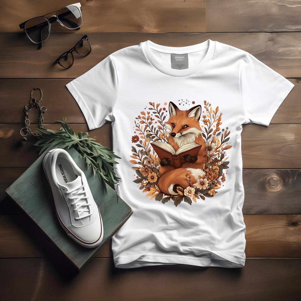 Floral Fox Shirt: Cottagecore Book Lover Tee