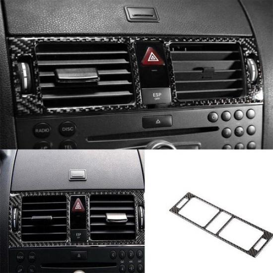 2007-2014 Real Carbon Fiber Middle Console Air Outlet Vent Trim For Benz C-Class