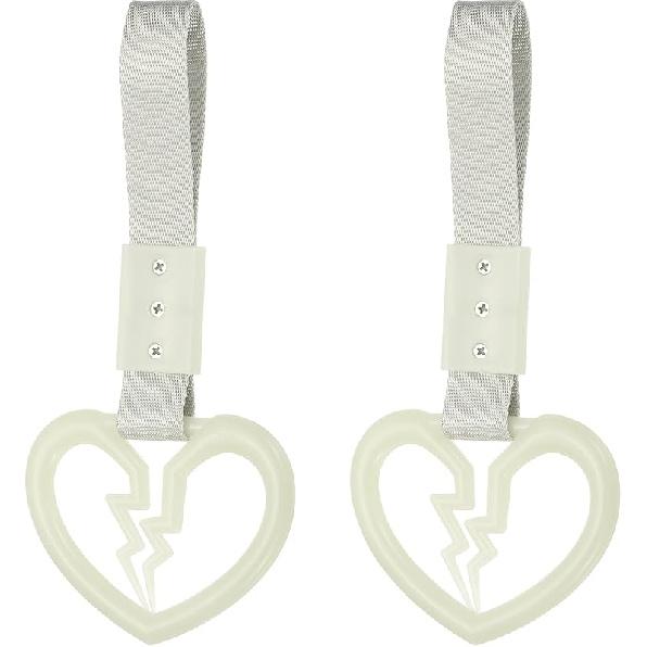PATIKIL 2Pcs Broken Heart Shaped Car Handle Straps, Car Hanging Accessories Bumper Warning Ring Drift Charm For Auto Decor Interior Exterior