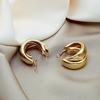 Массивные серьги-кольца для женщин, золотые двойные толстые геометрические серьги, ювелирные аксессуары