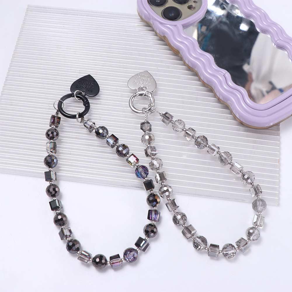 With Clip Mobile Phone Lanyard Short Love Phone Pendant Crystal Beads Phone Chain  Female Lady Girl