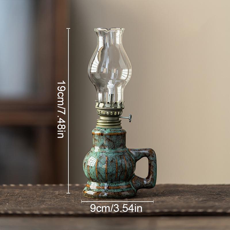 Китайский стиль Масляная лампа Винтажные поделки Чайный домик Керосиновая лампа Кабинет Спальня Керамические лампы Гхи Нарисованные вручную узоры Украшения
