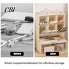 Pencil And Marker Holder Pen Holder, with 6 Slanted Compartments Drawer, Multi-Functional Desktop Tidy Organizer Large Capacity Storage for
