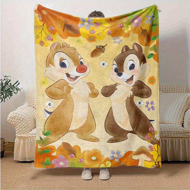 1pc, Cute Chip and Dale Autumn Theme Blanket, Seasonal Decorative Throw for Home, Soft Flannel Throw Blanket, Versatile & Cozy for Bedroom, Living Roo