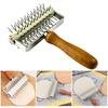 Kitchen Pizza Dough Docker Wood Handle Stainless Steel Pizza Roller Pin Wheel Hole Puncher for Home Baking Enthusiasts
