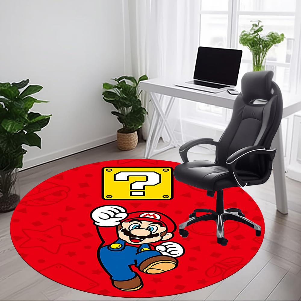 1pc Mario Question Office Round Area Rug, Under Office Chairs Bedroom Living Room Home Decor a0926196