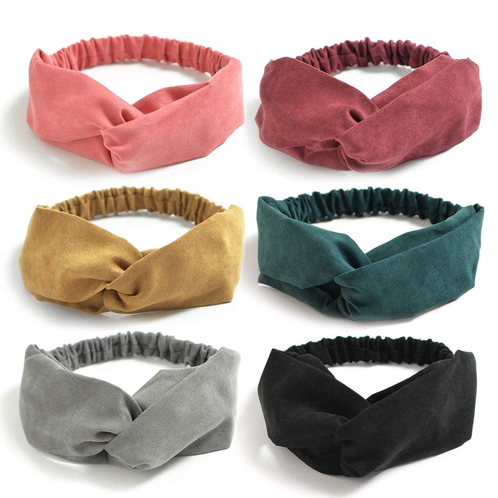 Витые эластичные повязки на голову, однотонная повязка для волос с крест-накрест, винтажные замшевые повязки на голову для женщин, нескользящая повязка на голову для йоги, тренировок, тюрбан, аксессуары для волос