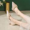BCEBYL Summer Pointed Stiletto Pearl Decorated Elegant Sandals Fashion New Sexy Banquet Wedding Low-heeled Women's Shoes