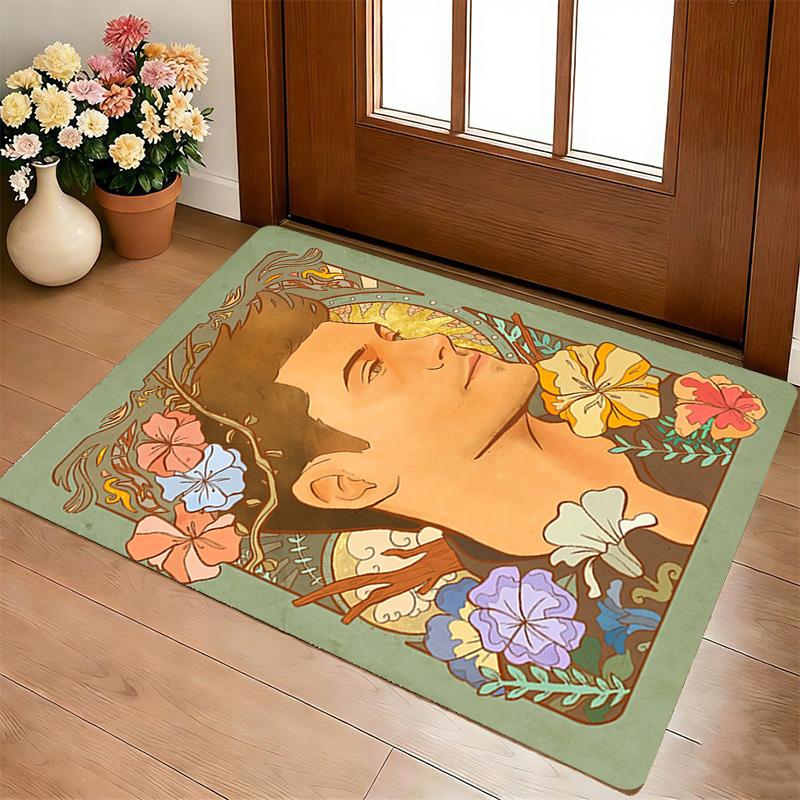 Floral Portrait Living Room Nonslip Area Rug Soft Carpet For Bedroom Game Playroom Sofa Office Home Decor Doormat Christmas Gift C9301051