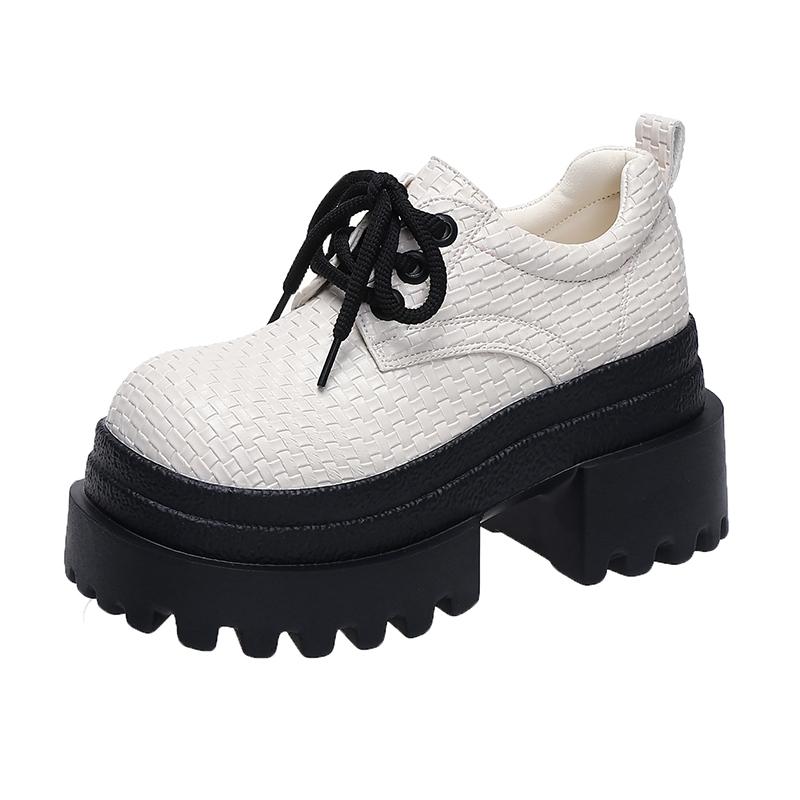 Модный дизайнер Новые осенние женские плетеные кожаные кроссовки Туфли-лодочки 9 см Высокая платформа Повседневная обувь Толстая подошва Обувь для ходьбы Zapatos Mujer
