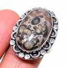 Кольцо из стерлингового серебра 925 пробы с натуральным леопардовым камнем, размер 9,5 E8L44