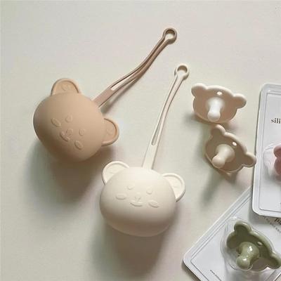 Цельный корейский модный чехол для соски для колясок, милый мультяшный медведь, сумка для мамы, коробка для хранения сосков, силиконовая соска для хранения