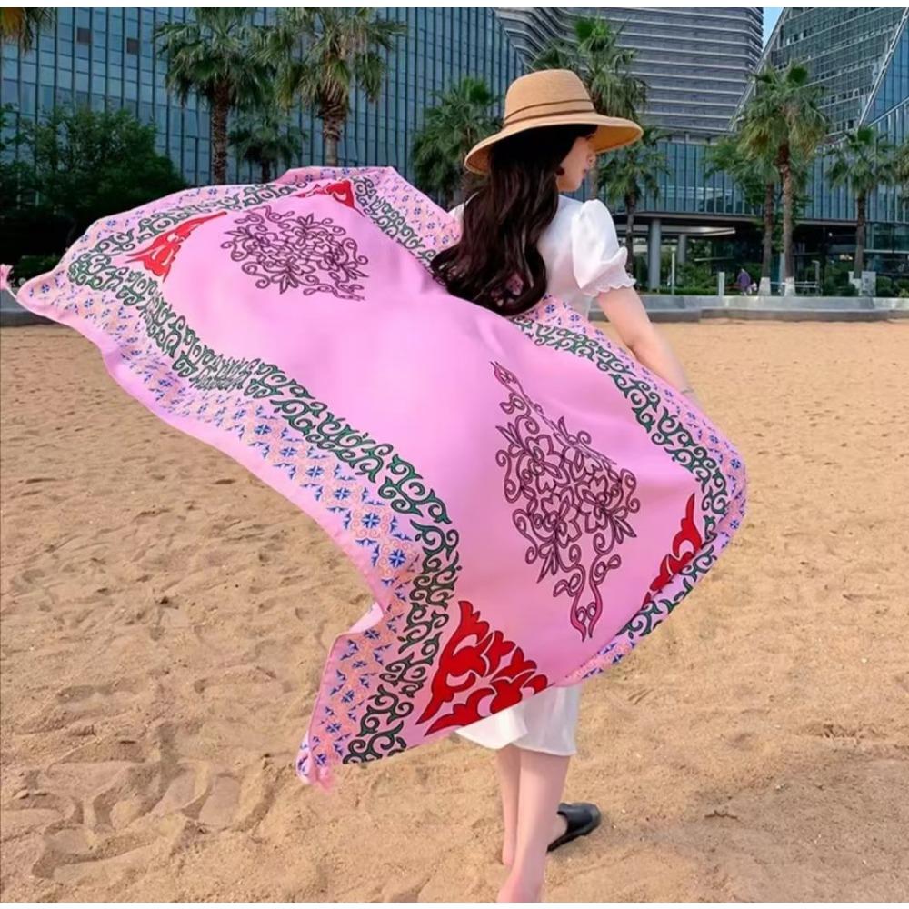 Соленое озеро Чака Туризм на Северо-Западе Этнический стиль Шарф Шелковый шарф Женский Летний Приморский Пляжный Платок Солнцезащитный Тонкий