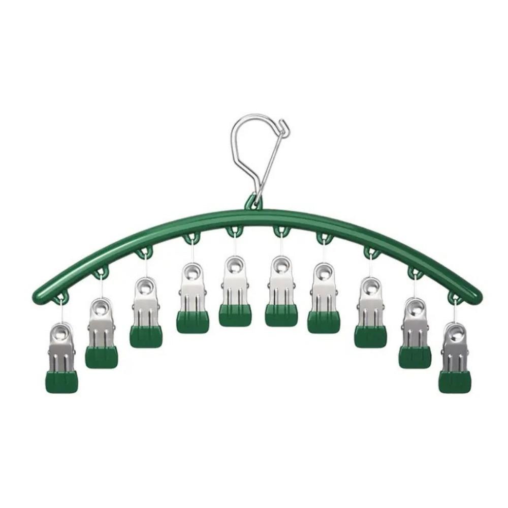 Stainless Steel 10 Clips Sock Drying Rack Waterproof Non-slip Windproof Sock Clips Space Saving Legging Organizer Balcony
