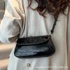 Fashion Patent Leather Underarm Small Bag Women's 2025 New Fashion Niche Baguette Bag Texture Commuter Shoulder Messenger Bag
