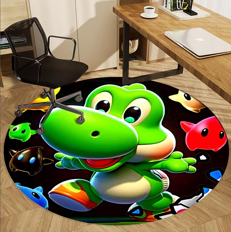 Yoshi Pattern Round Rug, Indoor/Outdoor Mat, for Picnic, Gameroom, Bedroom, Office, Living Room, Home Decor Carpet, Birthday Gift