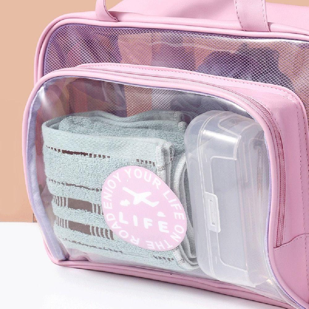 Wet and Dry Separation Toiletry Storage Pouch Large Capacity Clear Toiletry Case Women