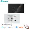 Wifi Tuya Israel Wall Socket USB Type-C PD 30W Charge Smart Plug Outlet Glass Panel Remote Control by Alexa Google Home