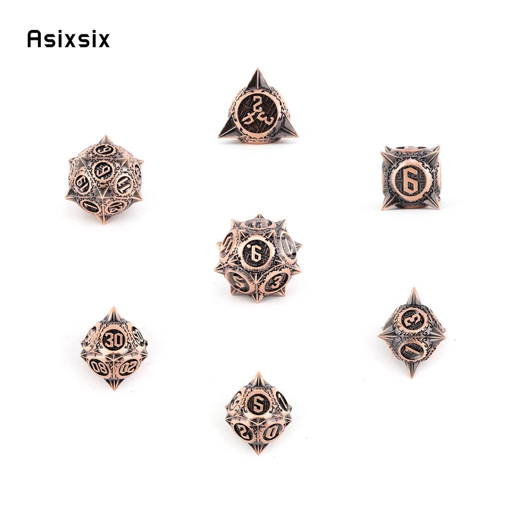 7 шт. сферические металлические кубики с острыми углами, набор цельных металлических многогранных кубиков, подходящий для ролевой игры, настольной игры, карточной игры