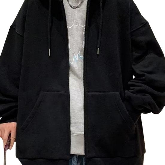 Autumn and winter Hong Kong style sweater men's hooded cardigan zipper Korean version trendy student jacket loose solid color top fashion