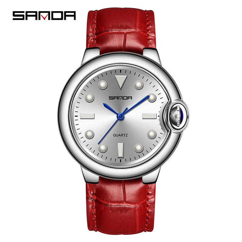 SANDA Couple Trend Cool Men's and Women's Large Dial Waterproof Quartz Watches Fashion Personality Blue Ball Men's Watches