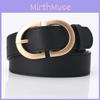 Fashion Womens Faux Leather Belt With Metal Buckle For Casual Dress And Shirt Styling