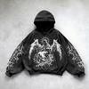 Мужская толстовка с капюшоном, сильно вываренная, одежда Y2k в готическом стиле, ретро уличная одежда с узором, женский пуловер, повседневная мода для мужчин, Харадзюку