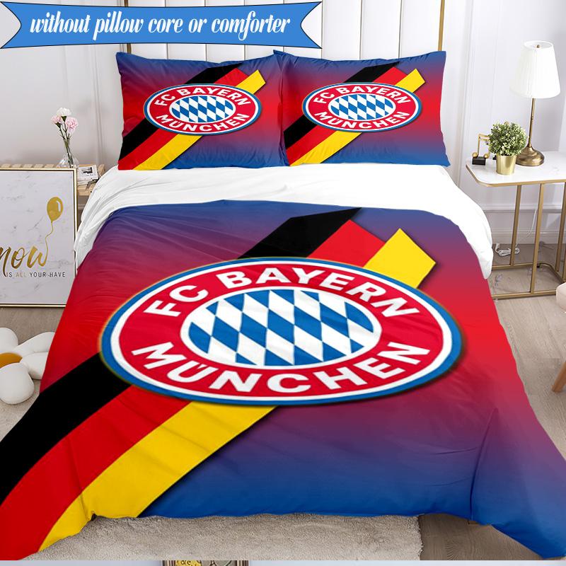 3PCS FC Bayern München Printed Soft Bedding Set,Including 1pc Duvet Cover And 2pcs Pillowcases Perfect for Bedroom, Dormitory, Fan gift