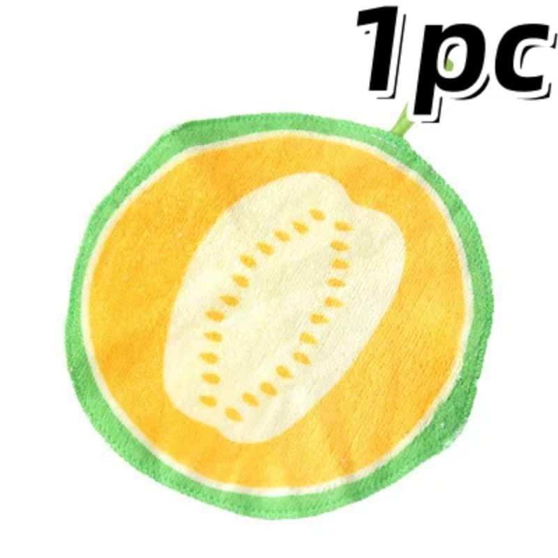 1/4Pc Hangable Fruit Pattern Dish Cloth Kitchen Wipe Hand Towel Microfiber Quick-Dry Water Absorbent Cleaning Rag Household Tool