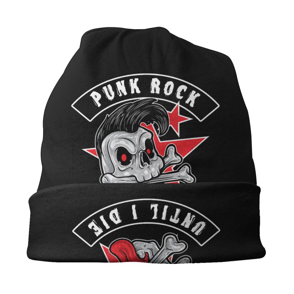 Streetwear Punk Rock Metalcore Heavy Metal Hard Rock Music Skullies Beanies Winter Slouchy Beanie Hat Knitted Bonnet Cap for Ski
