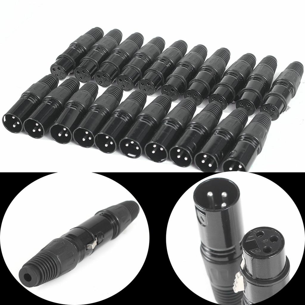 Разъемы XLR 3-контактные мама и папа для микрофонного кабеля 10 пар Предназначены для применений с DMX и микрофонными змеиными кабелями