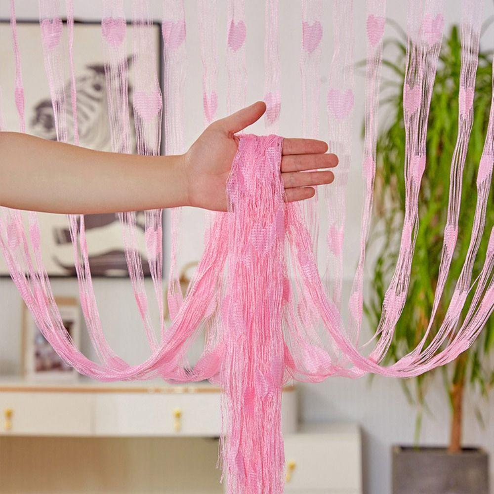 Solid Color Door Curtain Room Divider Tassel Curtain Retro Love Heart String Curtain Home Decor