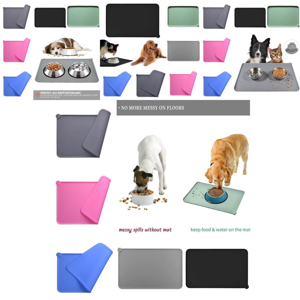 Cat Food Dog Mat Pet Feeding Bowl Placemat Waterproof Non Slip Floors Silicone