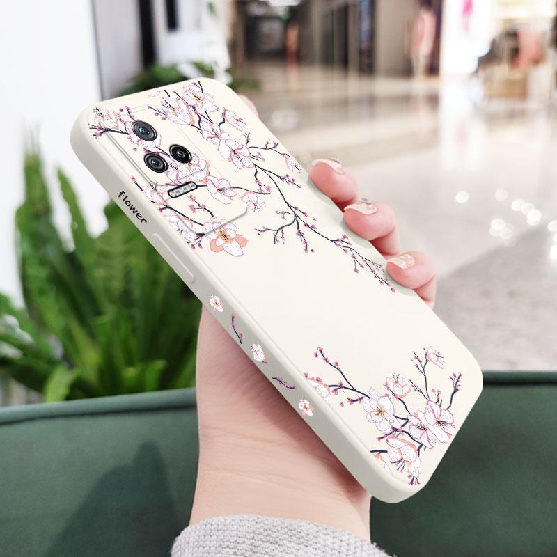 Чехол для телефона 'Цветок сливы' для Xiaomi Poco M6 X6 F6 M5S X5 F5 F4 X4 M5 M4 F3 X3 M3 F2 X2 Pro C40 4G 5G GT Жидкий силиконовый чехол
