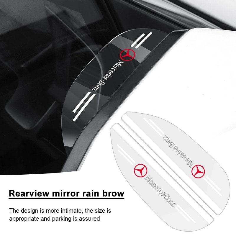 2Pcs Car Rear View Mirror Sticker Rain Shield Shade Cover Styling For Mercedes Benz AMG W212 W205 W246 W177 W176 W213 GLC GLE GLS ML Laser Logo Lamp