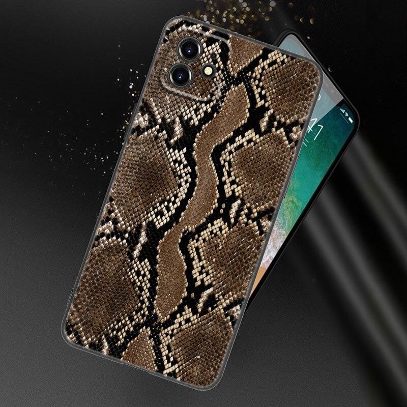 Модный чехол для телефона из змеиной кожи для Apple iPhone 13 12 Mini 11 Pro XS Max XR X 8 7 6S 6 Plus SE 2022 2020 5S 5, мягкий черный чехол