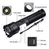 P50 Powerful Flashlight Zoomable Torch With Red Side Lamp Long Range Torch High Power Led Flashlights Rechargeable 7 Modes Lamp