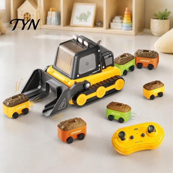 Rechargeable Construction Vehicle Toy Magnetic Remote Control Bulldozer Toy, Electric Snake Game Truck Splicing 2 Players Interactive