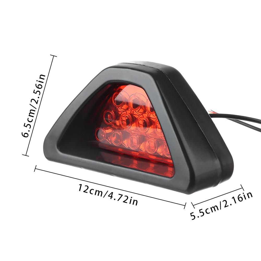 Universal Sporty Triangle 12LED Rear Fog Light Third Brake Lamp Brake Signal Lamp Stop Light