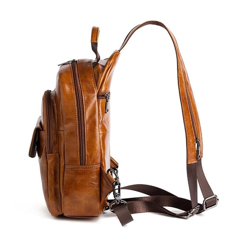 Натуральная кожа рюкзаки для мужчин винтажный дизайн дорожные сумки верхний слой коровья кожа нагрудные сумки