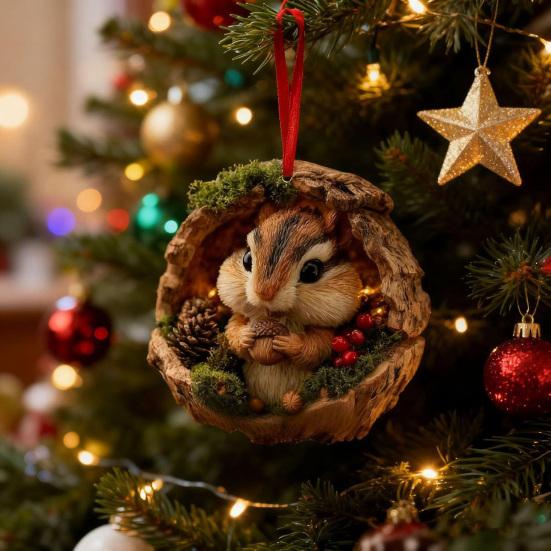 Лесные животные Рождественские украшения 2D Акриловые лесные существа Подвесное украшение Подарок для любителей природы