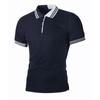 Men's Minimalist Striped Color Tops Blocked Slim Fit Casual Polo Cedar Men Polo Shirts