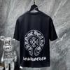 8043 CHROME HEARTS 2025 Лето Новая Высококачественная Хлопковая Круглая Горловина Свободная Футболка Большого Размера Для Мужчин и Женщин Парная Футболка