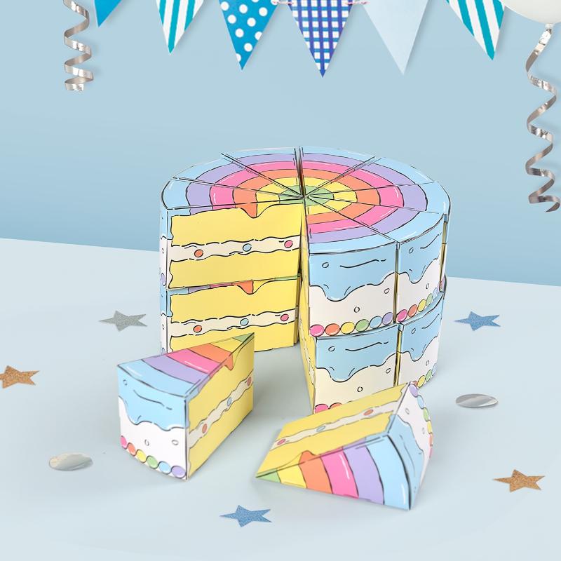 8/10 шт. Треугольные бумажные подарочные коробки в форме торта для печенья, конфет, подарков для детского праздника, угощений, упаковочные коробки для десертов на детский день рождения