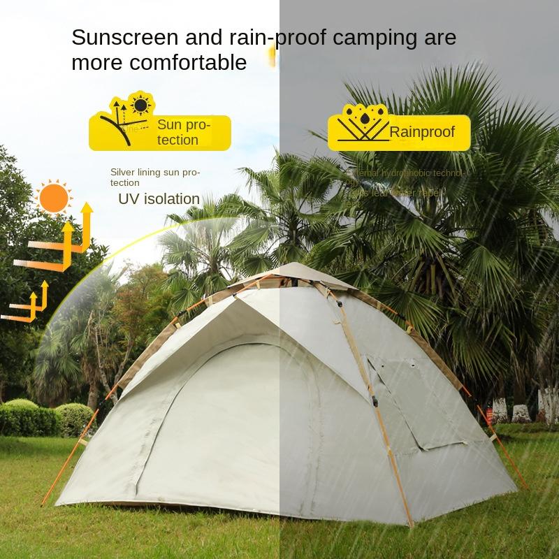 Tent Outdoor Camping Beach Full Set Portable Folding Automatic Quickly Open Camping Silver Glue Sun Protection Rain Proof